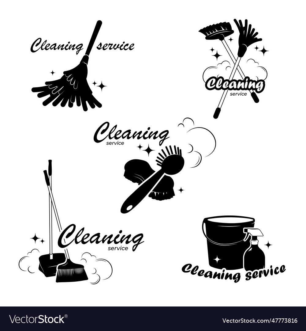 Cleaning service badges set Royalty Free Vector Image