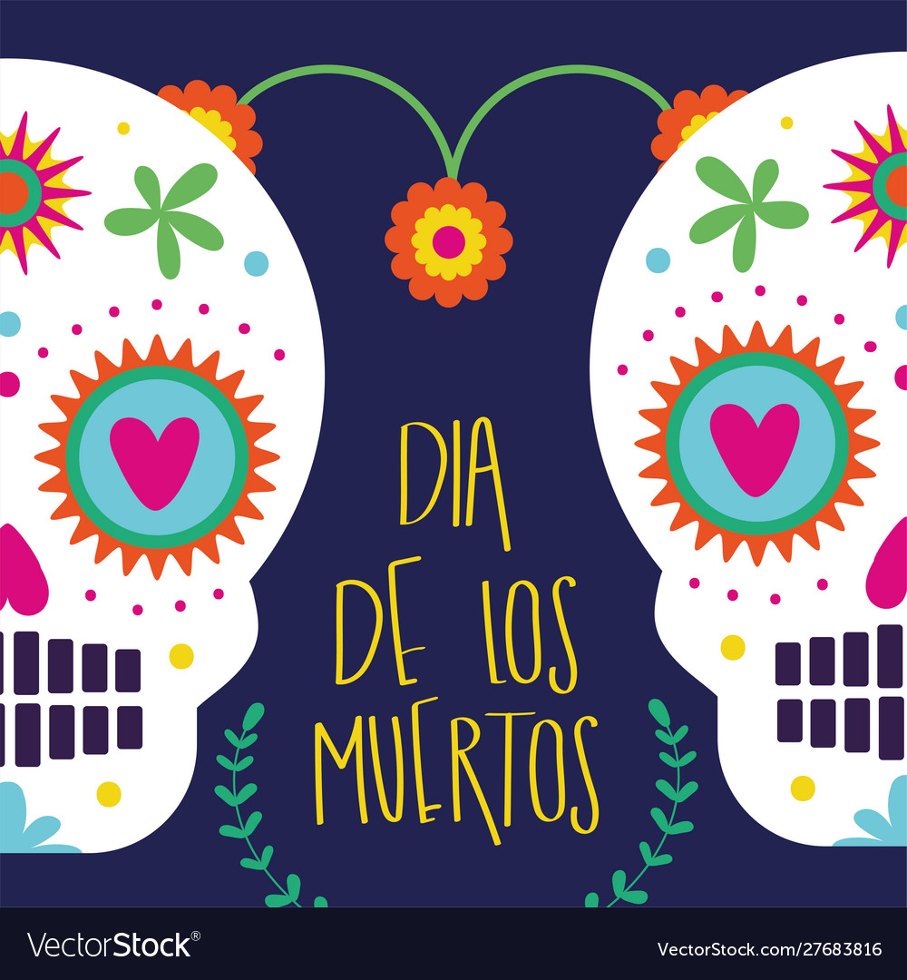 Dia de los muertos Karte mit Briefing und Totenköpfen