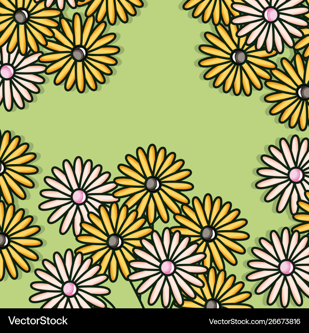 Flowers garden plants decorative frame Royalty Free Vector
