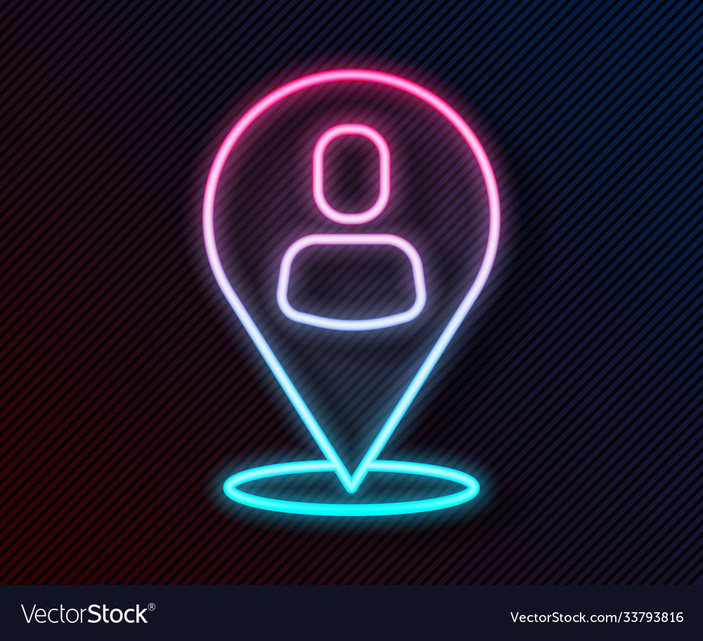 Glowing neon line worker location icon isolated Vector Image