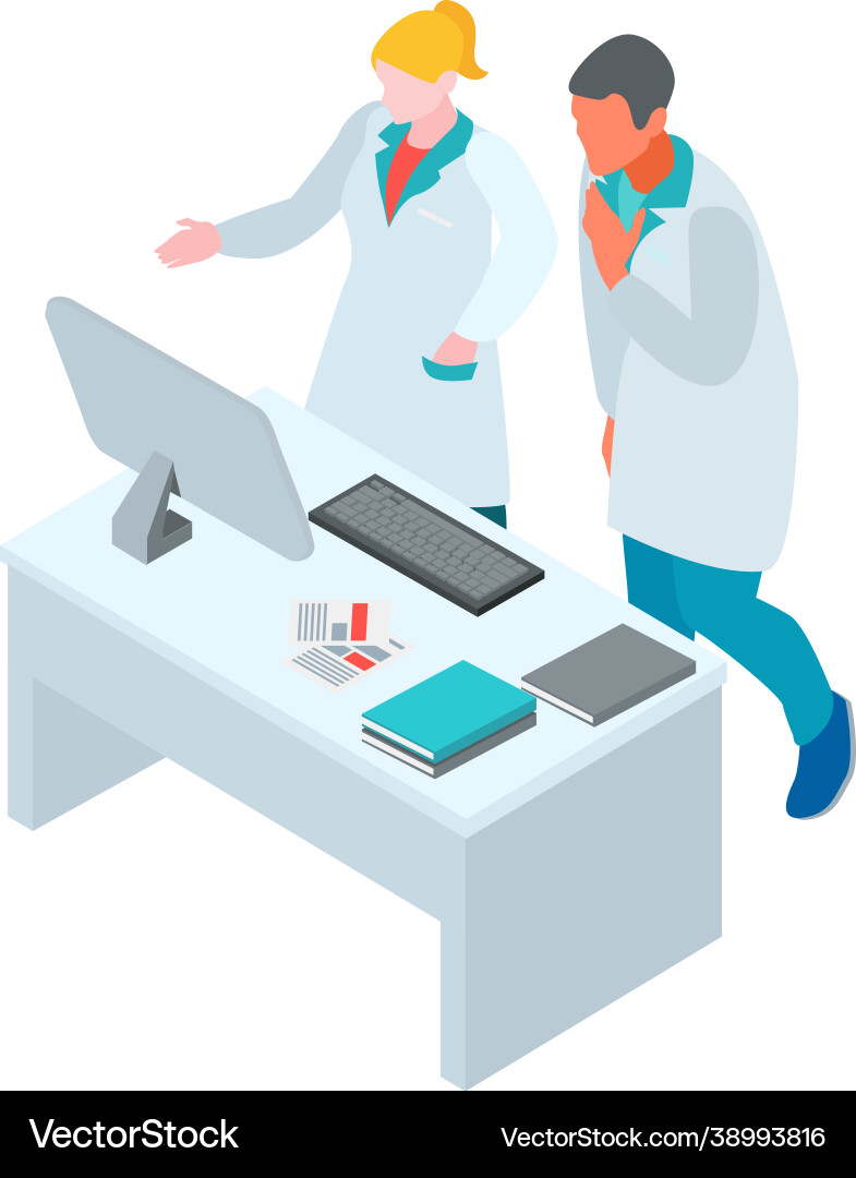 Laboratory scientists isometric composition Vector Image