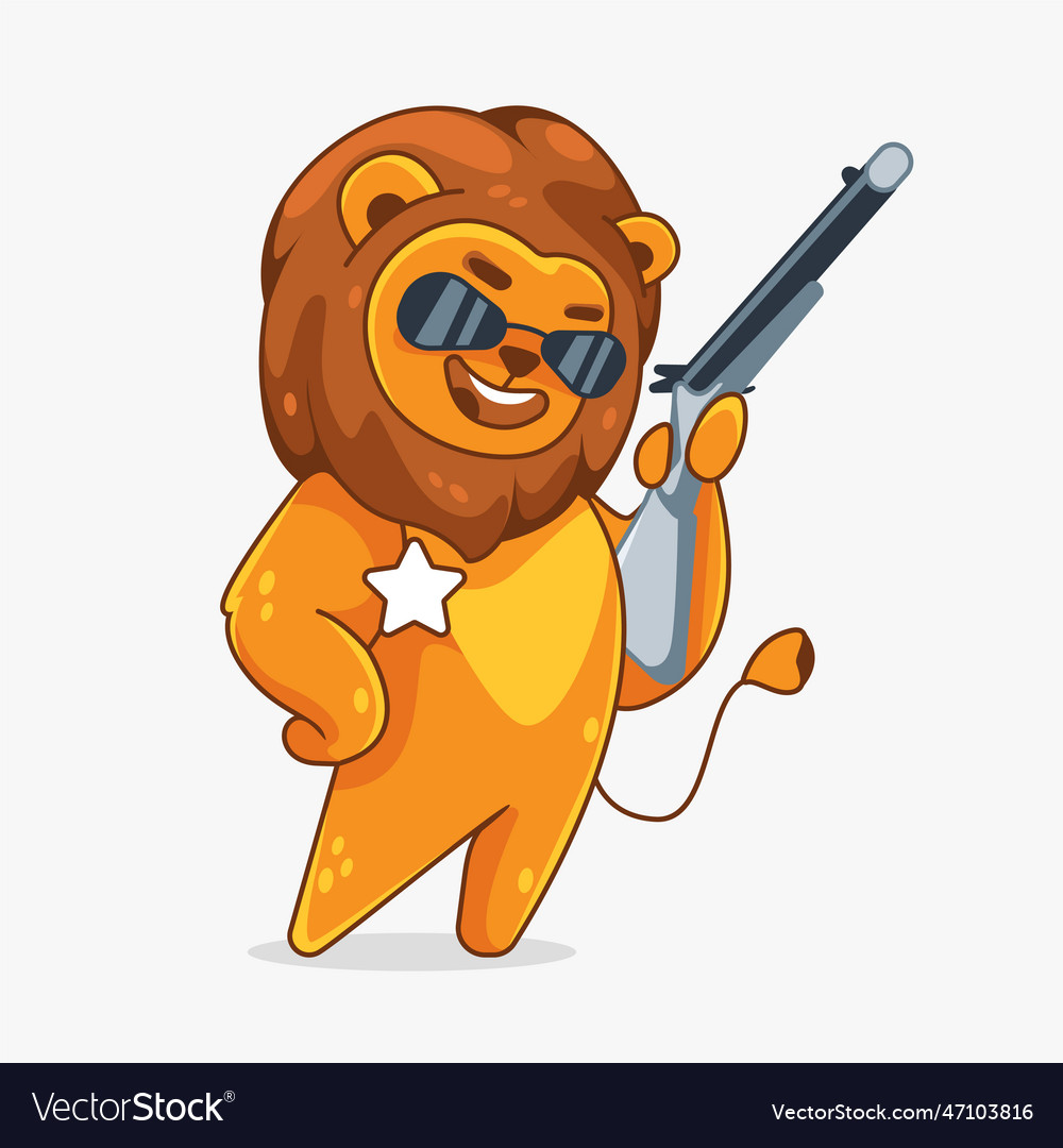 Lion with a rifle