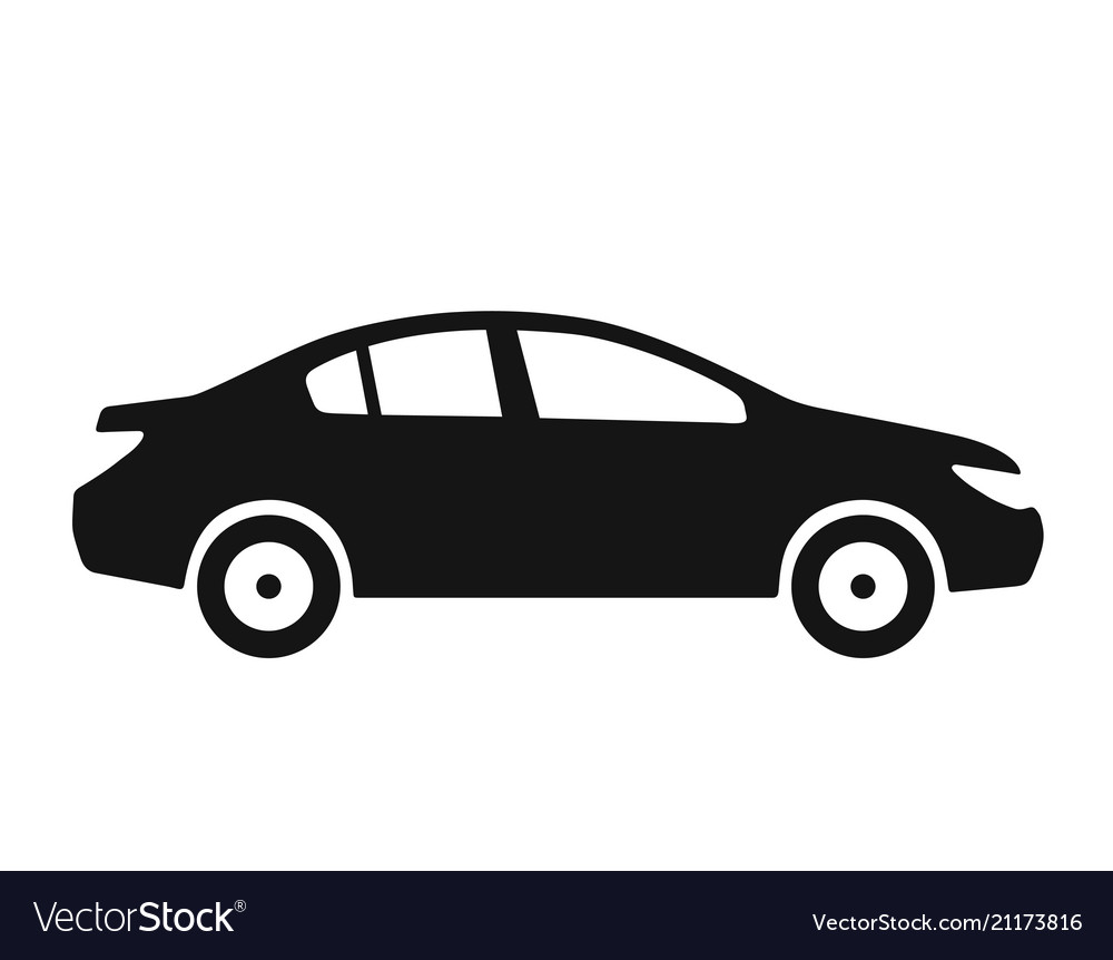 Side view car sedan black icon Royalty Free Vector Image