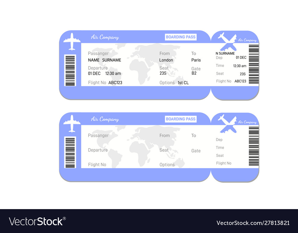 Airline boarding pass ticket Royalty Free Vector Image