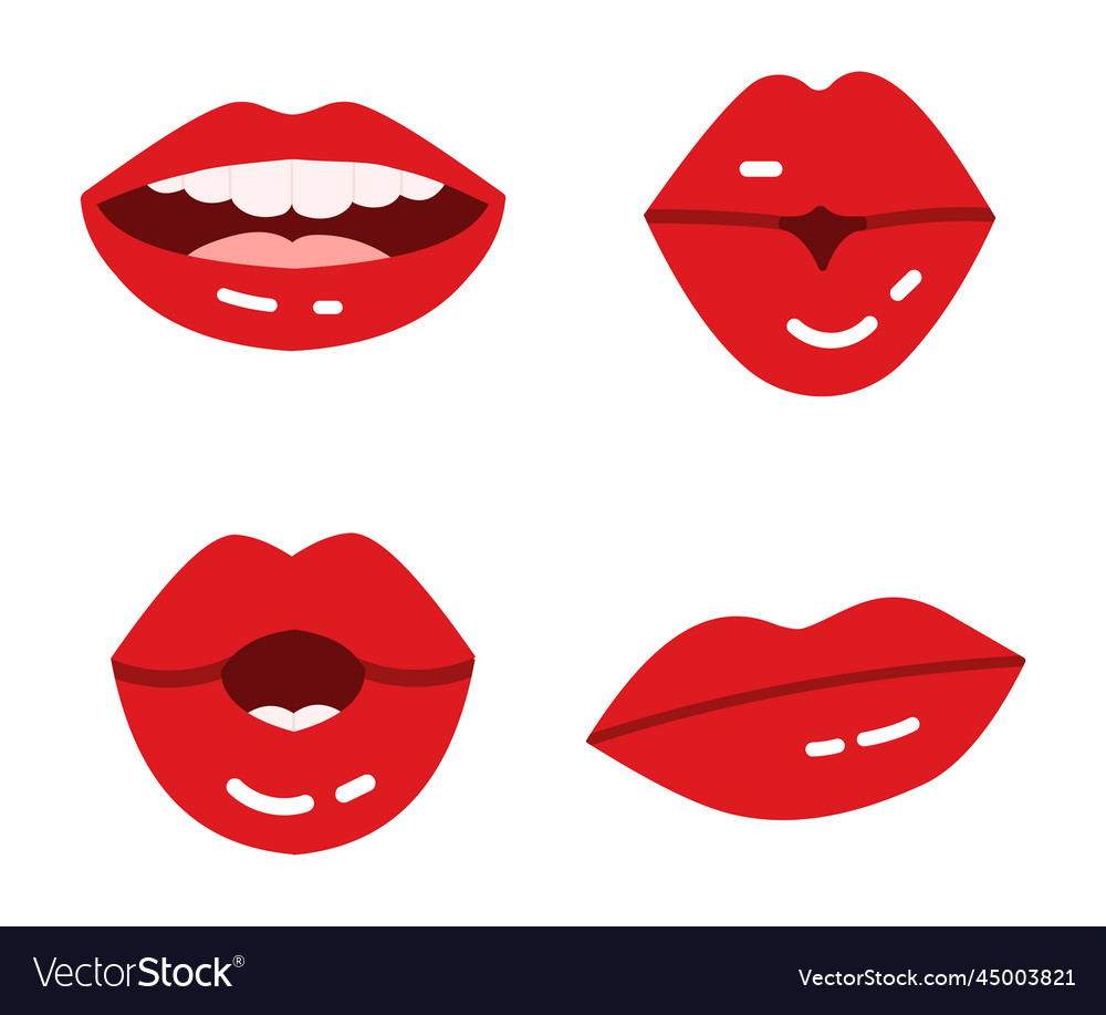 Cartoon lips glossy red seductive lipstick Vector Image