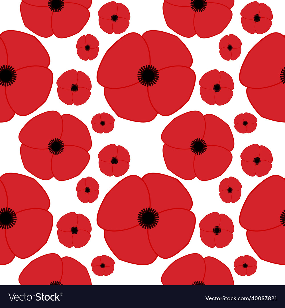 Colorful hand drawn poppies flowers seamless