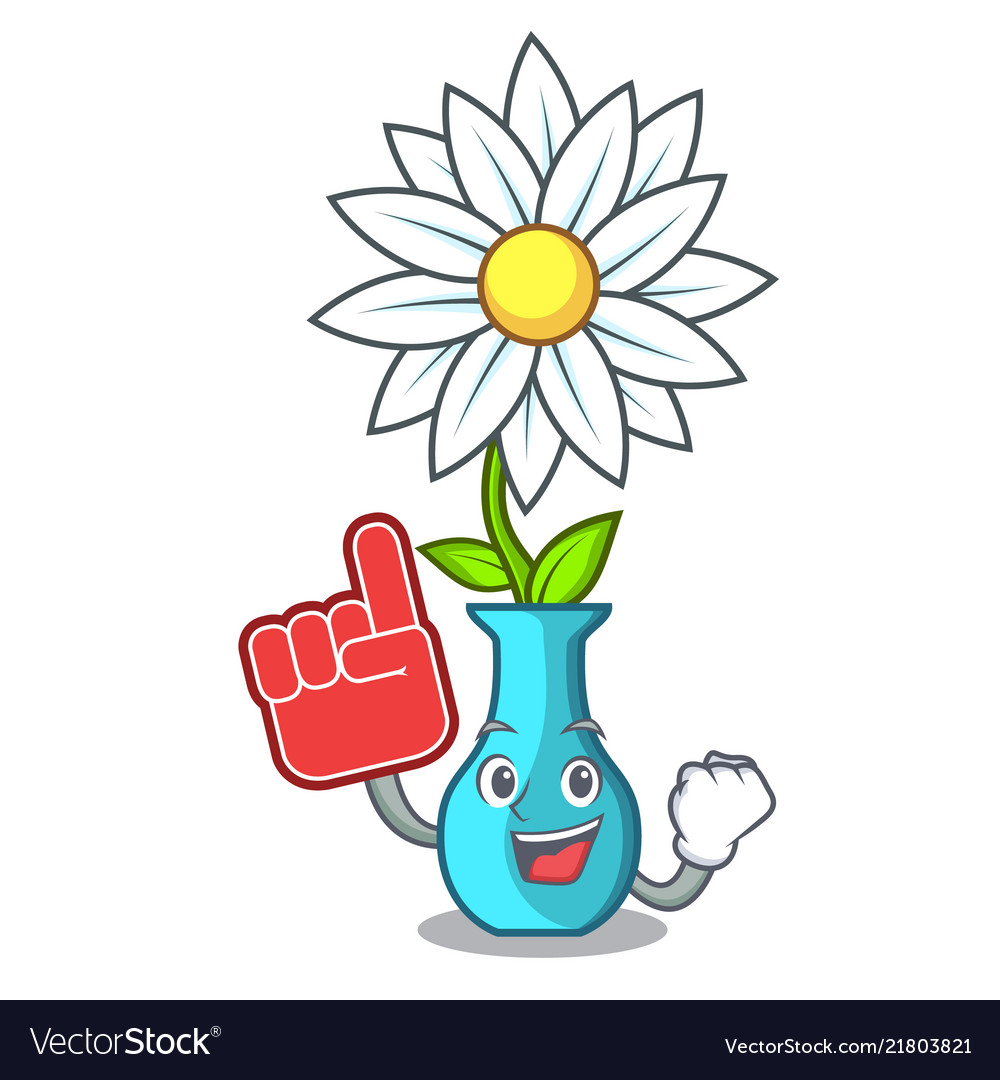 Foam Finger Mascot Beautiful Flower In Vase Vector Image