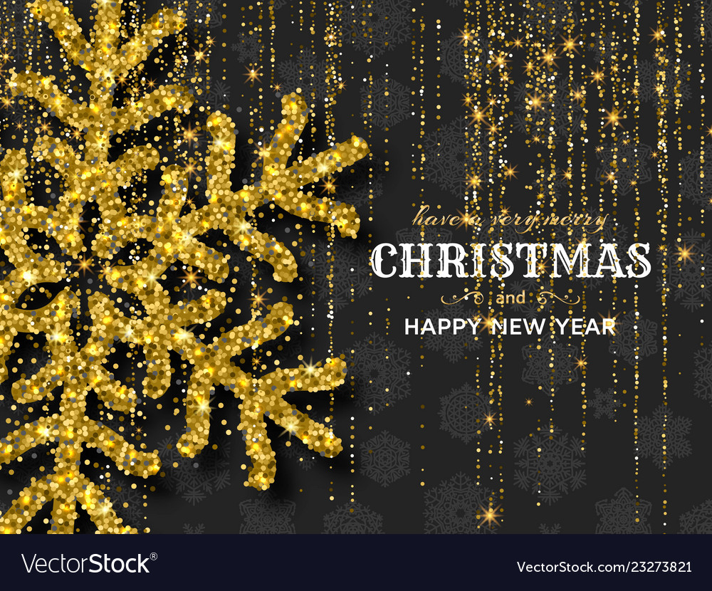 Merry christmas background with shiny golden