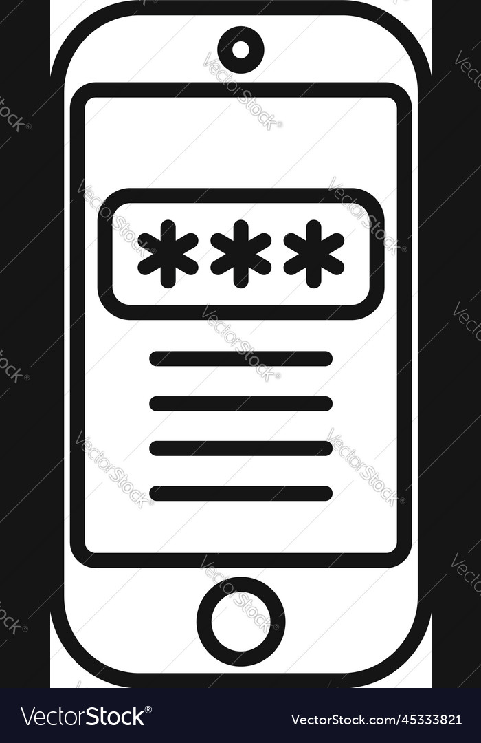 Smartphone code icon outline lock security Vector Image