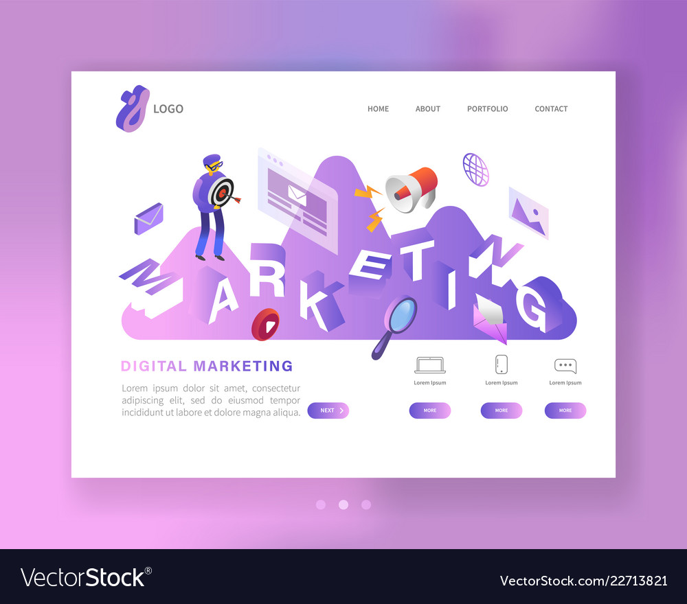 Social media marketing isometric landing page Vector Image