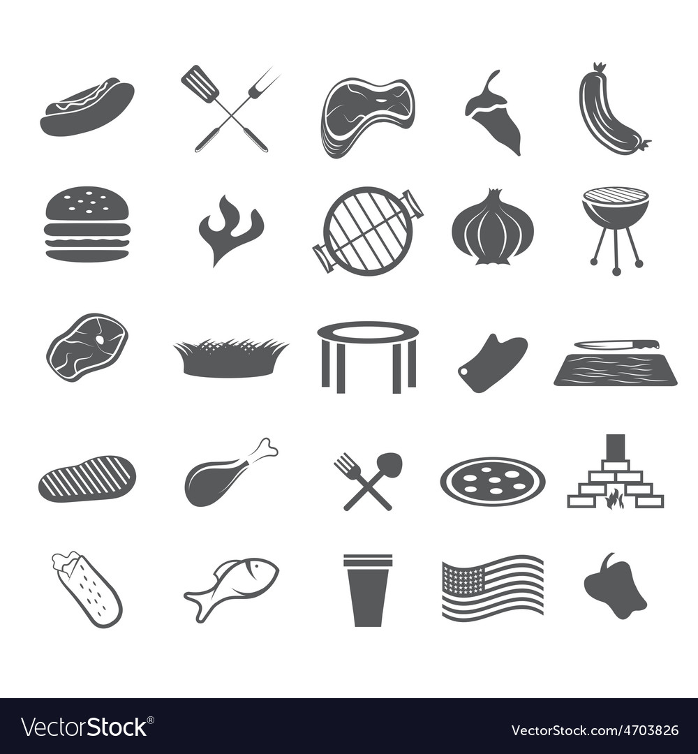 Bbq and fast food web icons set flat design