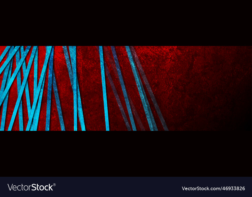 Blue geometric stripes on dark red grunge