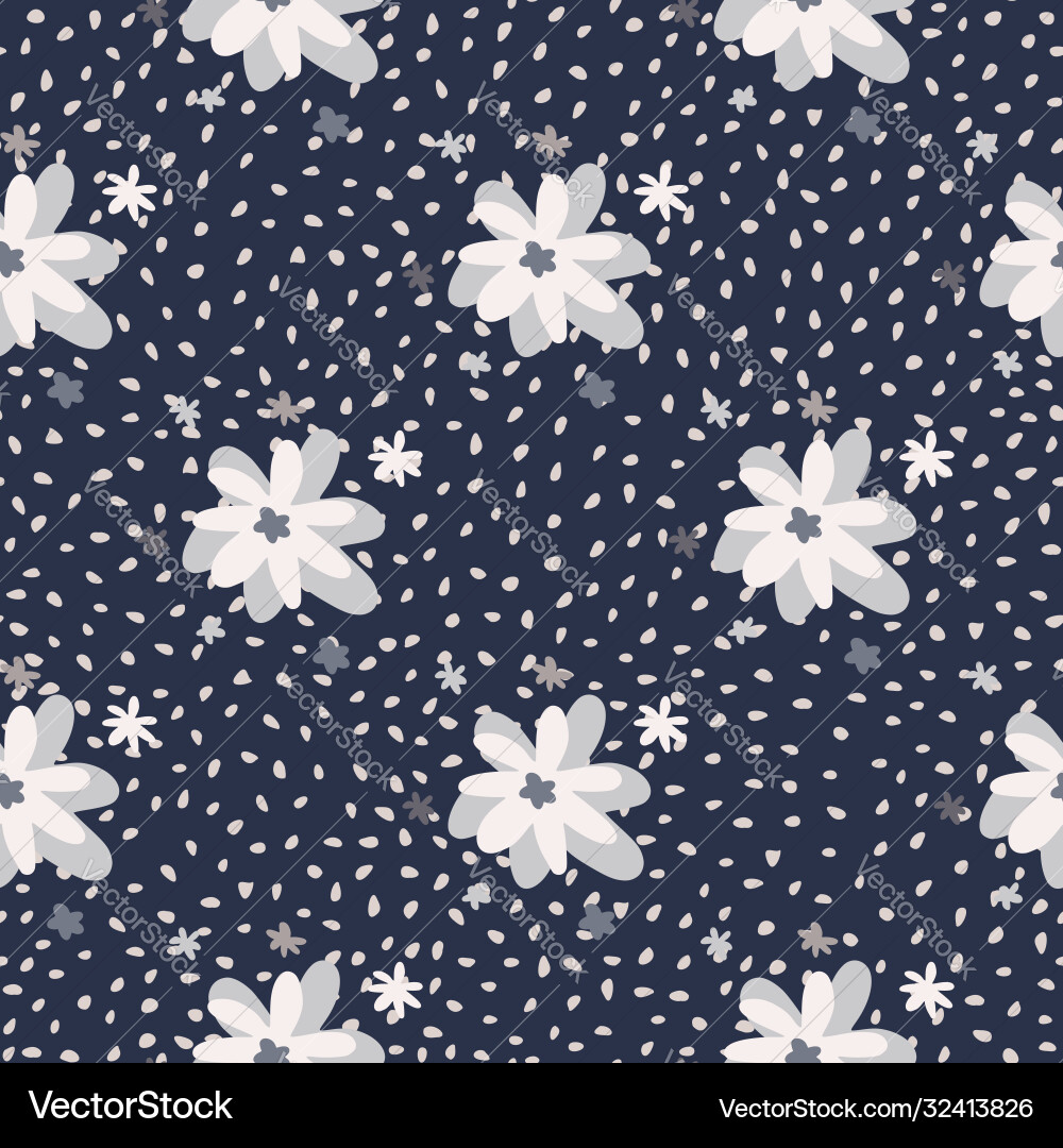 Dark seamless doodle pattern with chamomile Vector Image