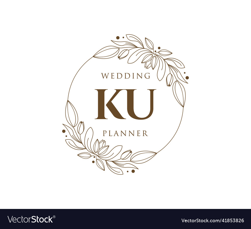 Ku initials letter wedding monogram logos Vector Image