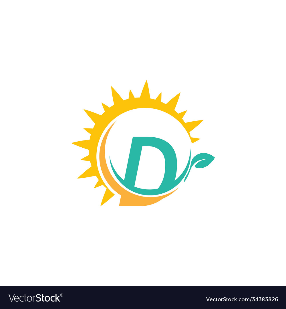 Letter d icon logo with leaf combined