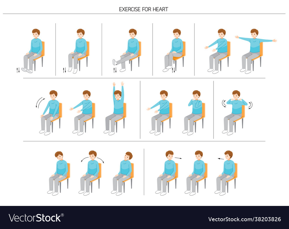 Man Sitting On Chair And Moving Body For Heart Vector Image