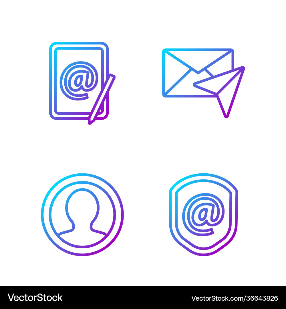 Set line shield with mail and e-mail create Vector Image