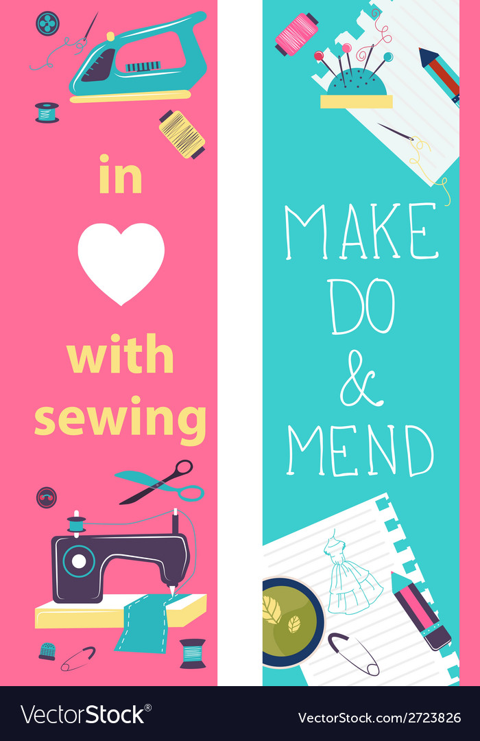 sewing flat design two banners royalty free vector image