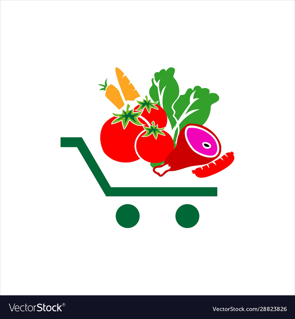 Vegetables on shopping cart grocery logo icon Vector Image