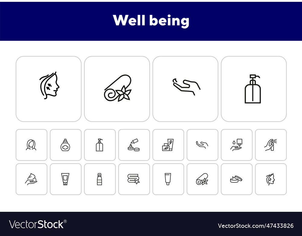 Well being line icon set