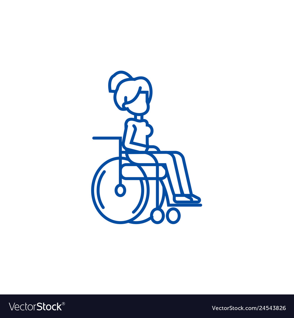 Woman in wheelchair for disabled people line icon