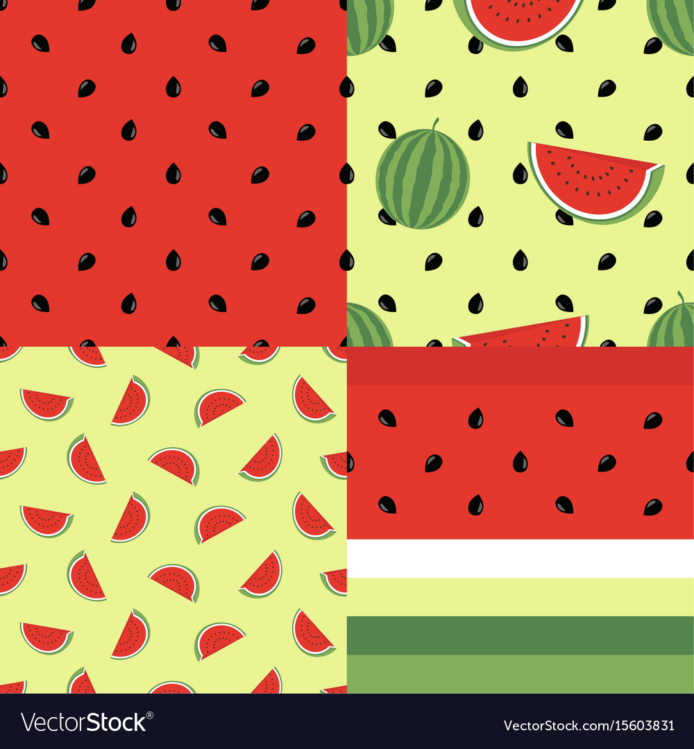 Cute seamless pattern collection with watermelons