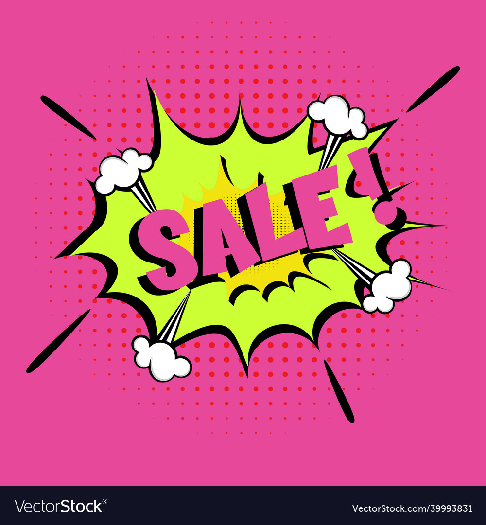 Sale comic lettering explosion cartoon