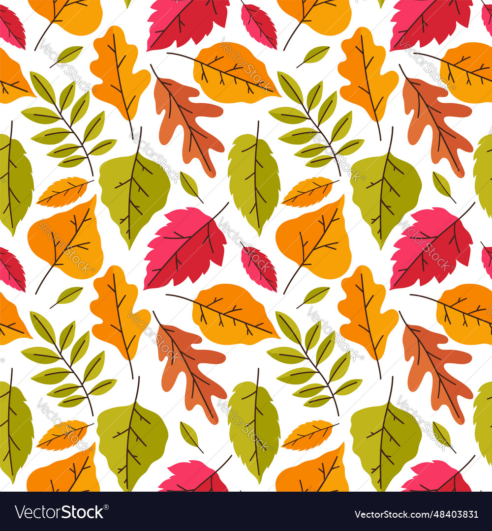 Seamless pattern with autumn colorful leaves