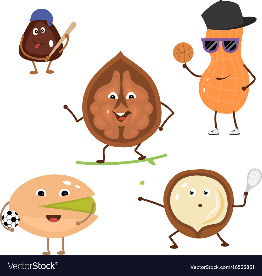 Set of funny characters from sports nuts