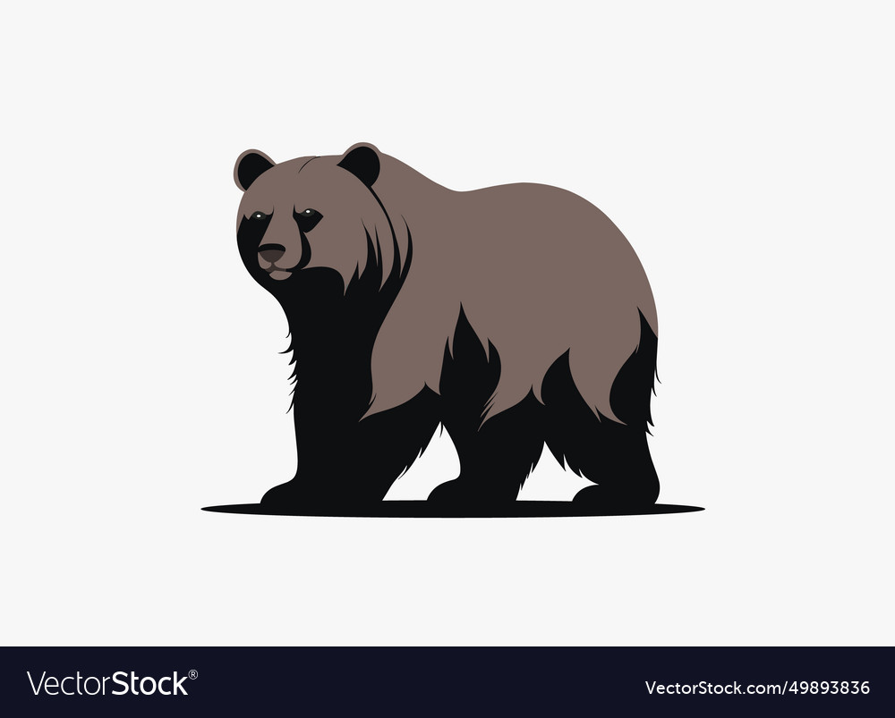 Bear black grizzly logo icon flat