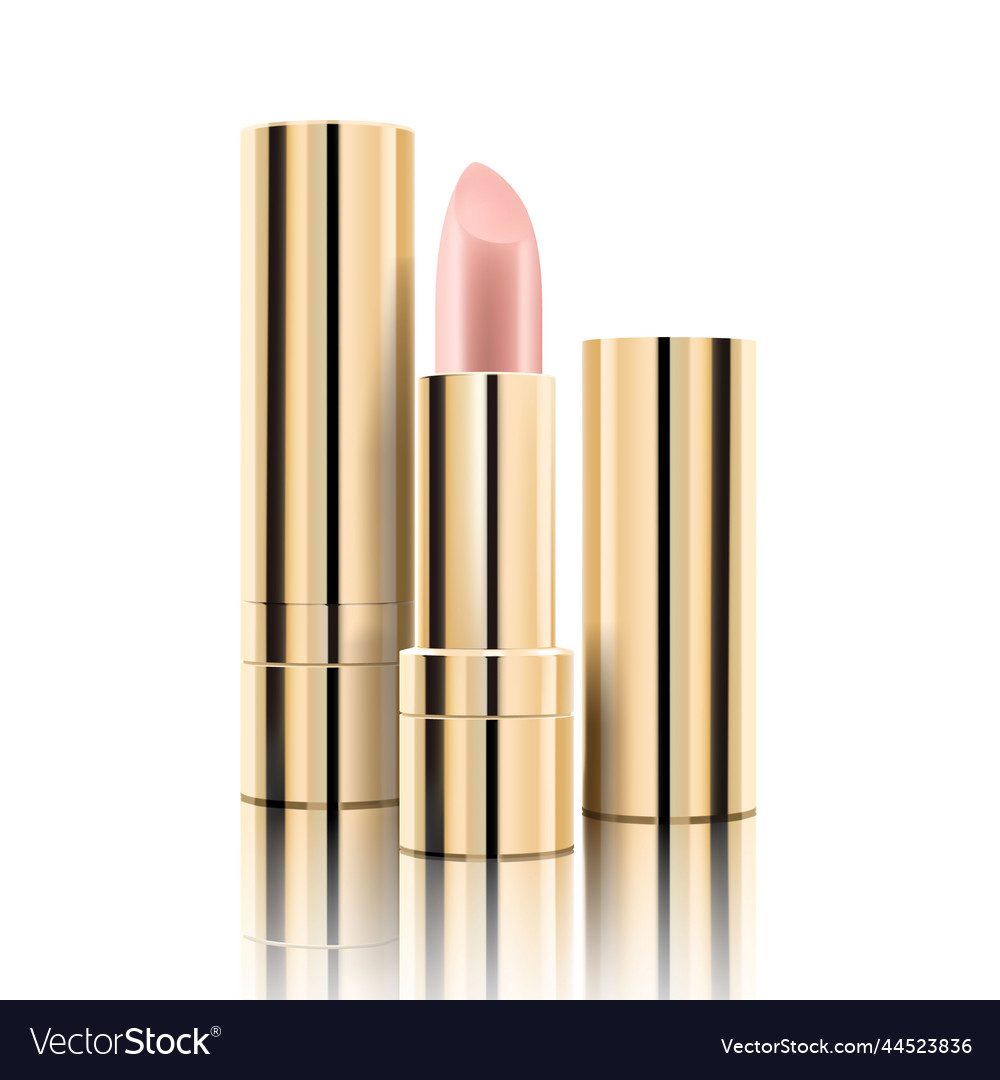 Golden lipstick tube template mock-up 3d