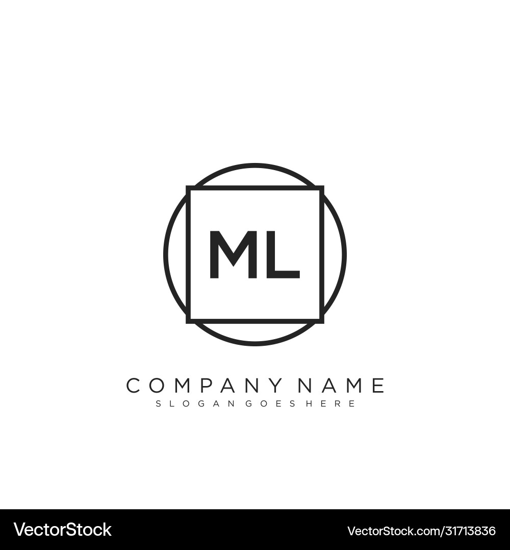 Ml initial handwriting logo design Royalty Free Vector Image