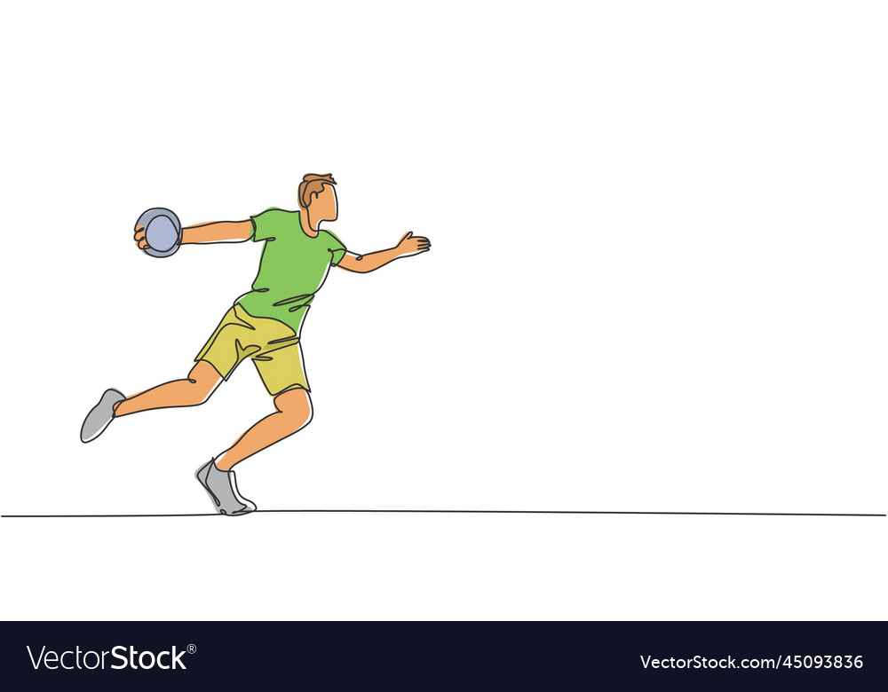 One Continuous Line Drawing Of Young Sporty Woman Vector Image