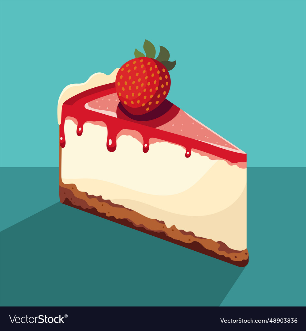 Slice of strawberry cheesecake Royalty Free Vector Image