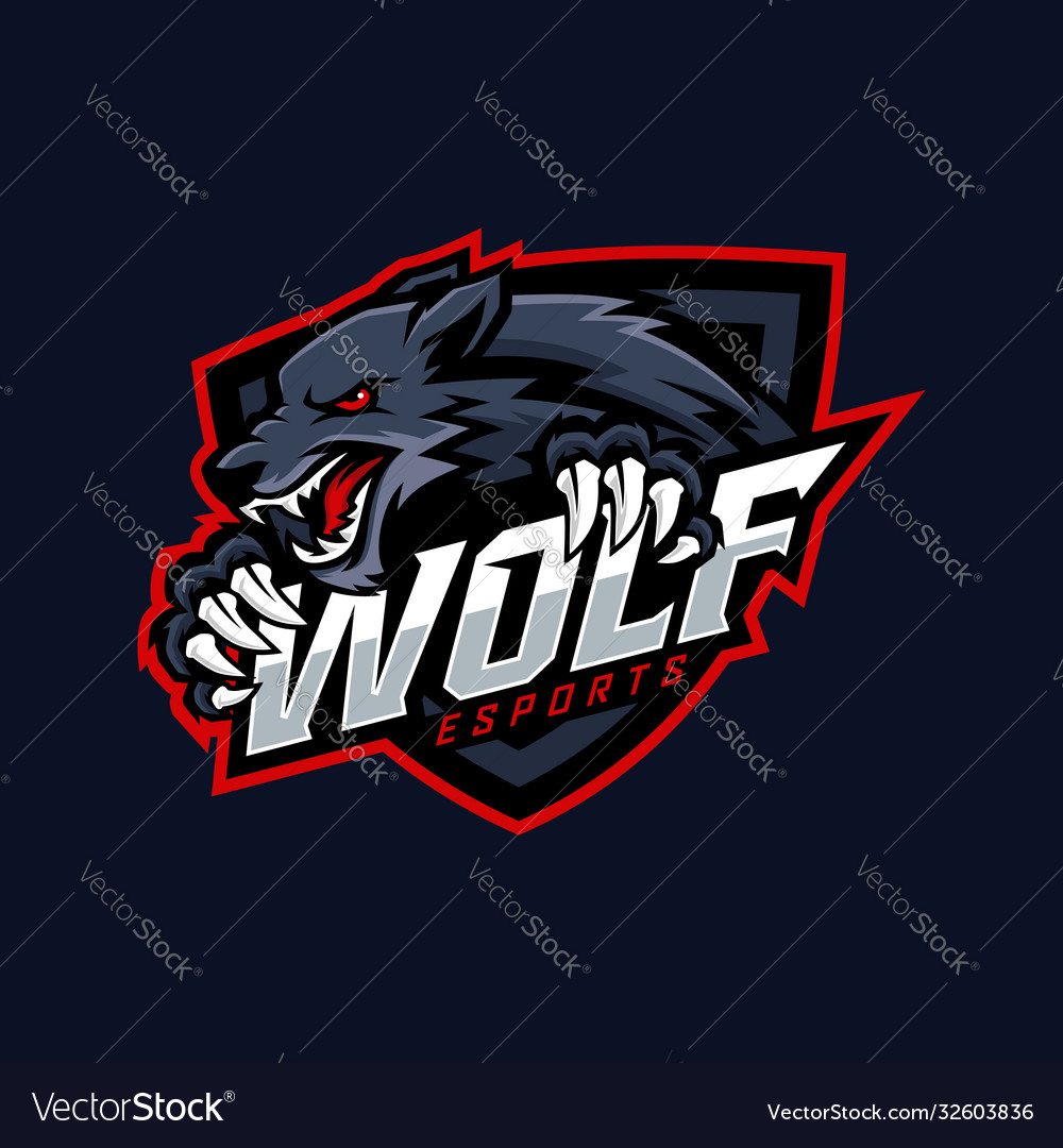 Two wolf egame logo design Royalty Free Vector Image