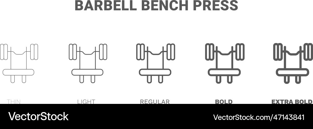 Barbell bench press icon thin regular bold Vector Image