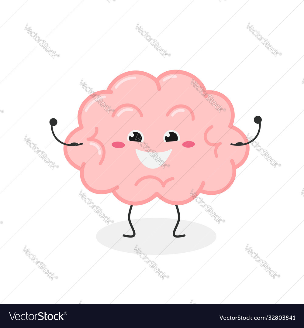Cheerful strong cartoon brain character Royalty Free Vector Cheerful strong cartoon brain character Royalty Free Vector