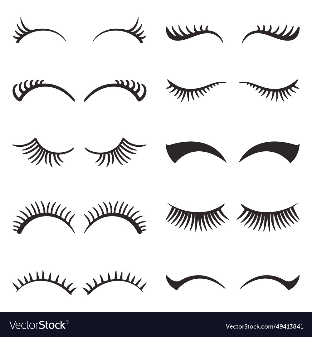 Eyelashes set isolated on white background Vector Image