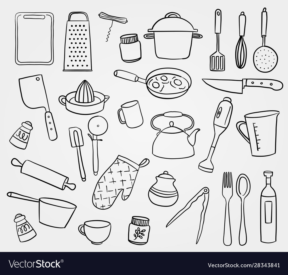 Kitchen supplies icon set design Royalty Free Vector Image