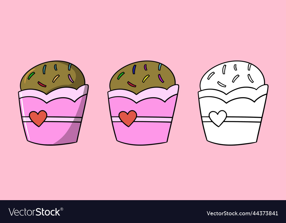 Horizontal set of images delicious cupcake