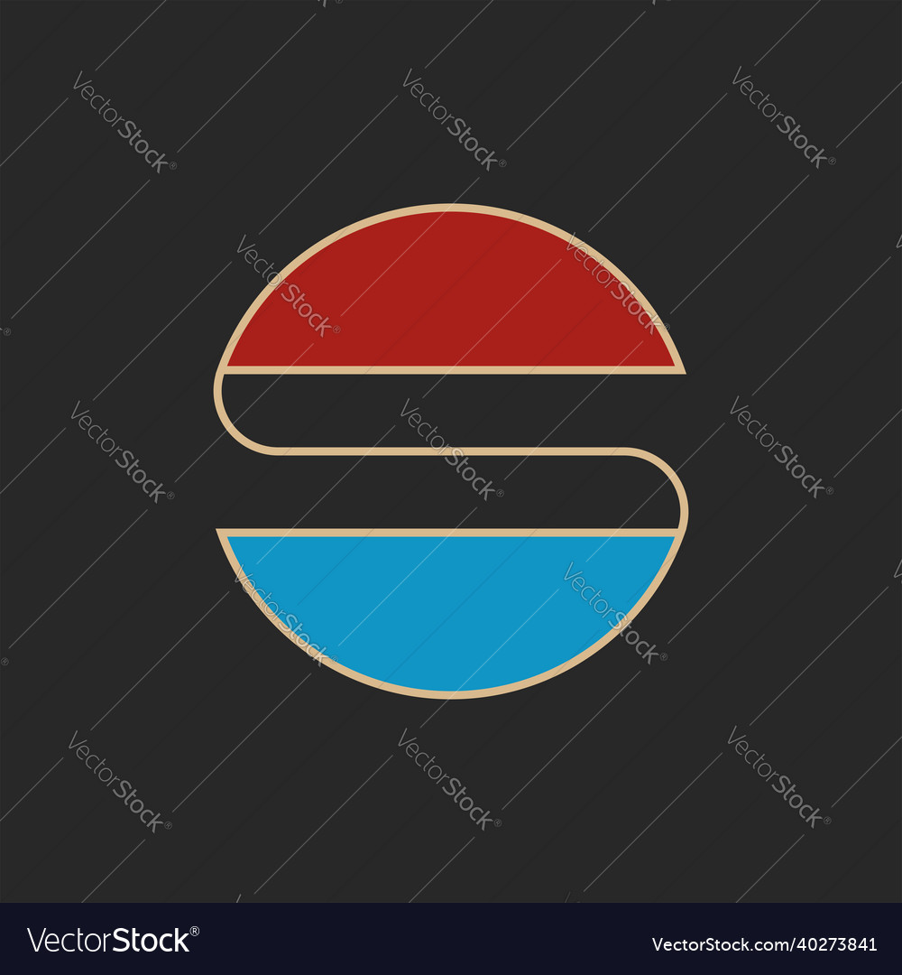 Letter s logo round shape retro style typography vector image Letter s logo round shape retro style typography