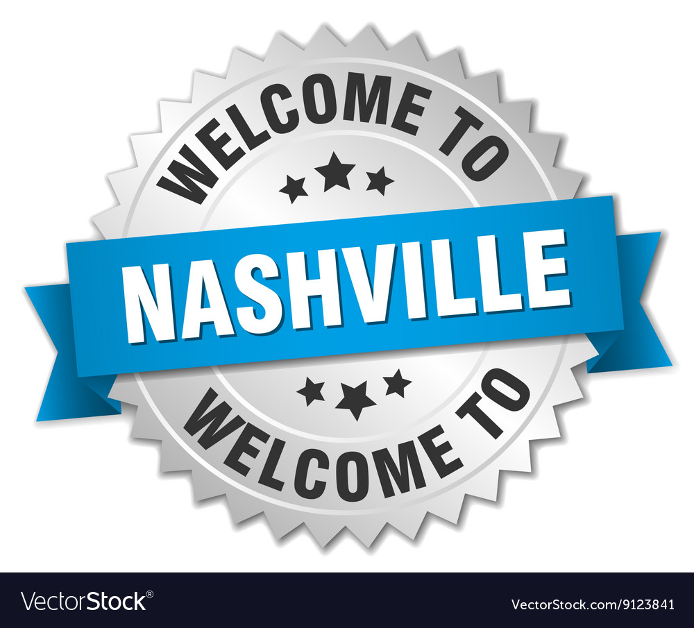 Nashville 3d silver badge with blue ribbon