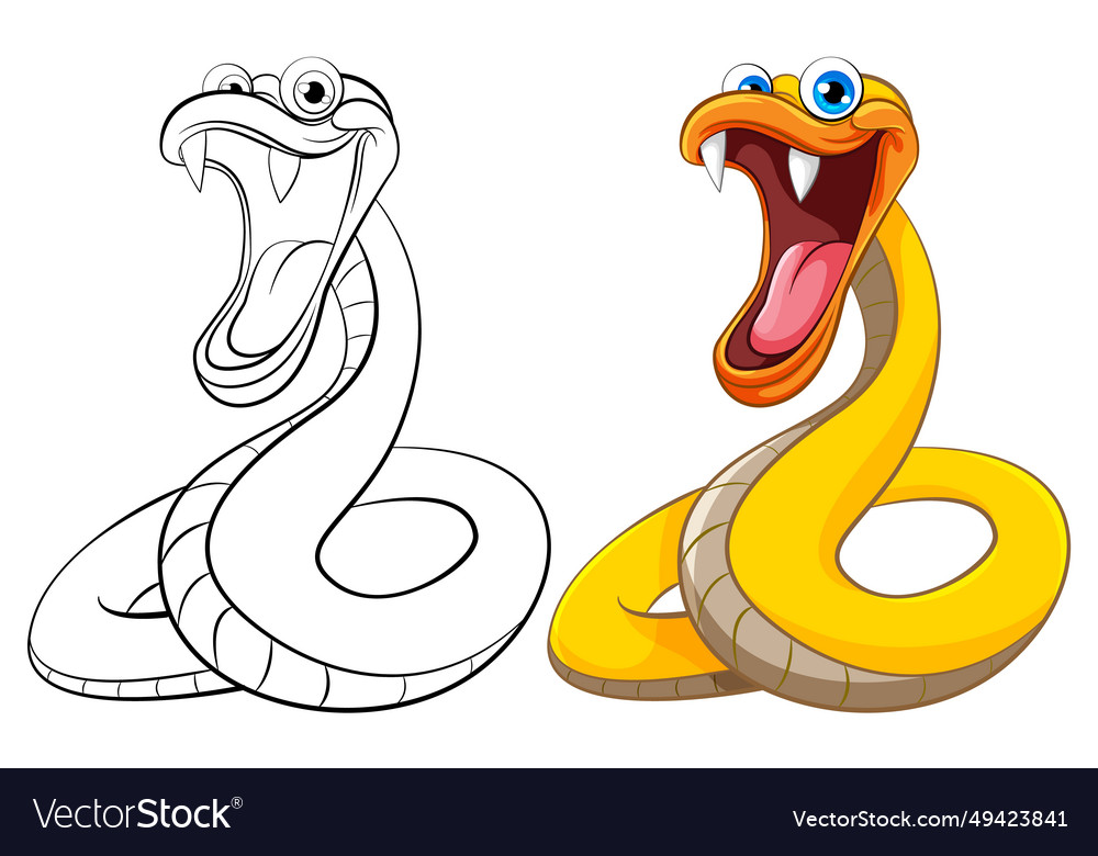 Yellow snake colouring page Royalty Free Vector Image