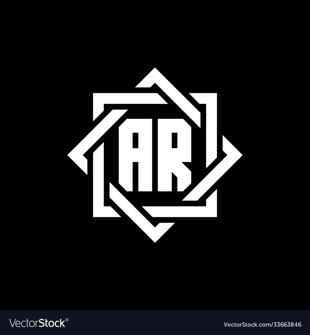 Ar Monogram Logo With Abstract Square Around Vector Image