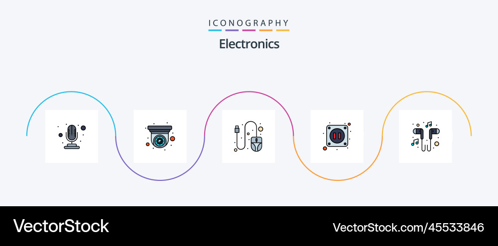 Electronics line filled flat 5 icon pack Vector Image