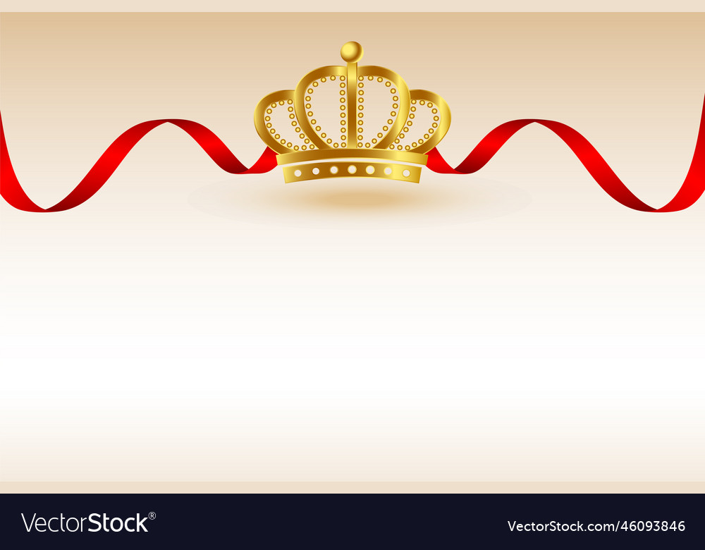 Emperor golden crown background with red ribbon Vector Image