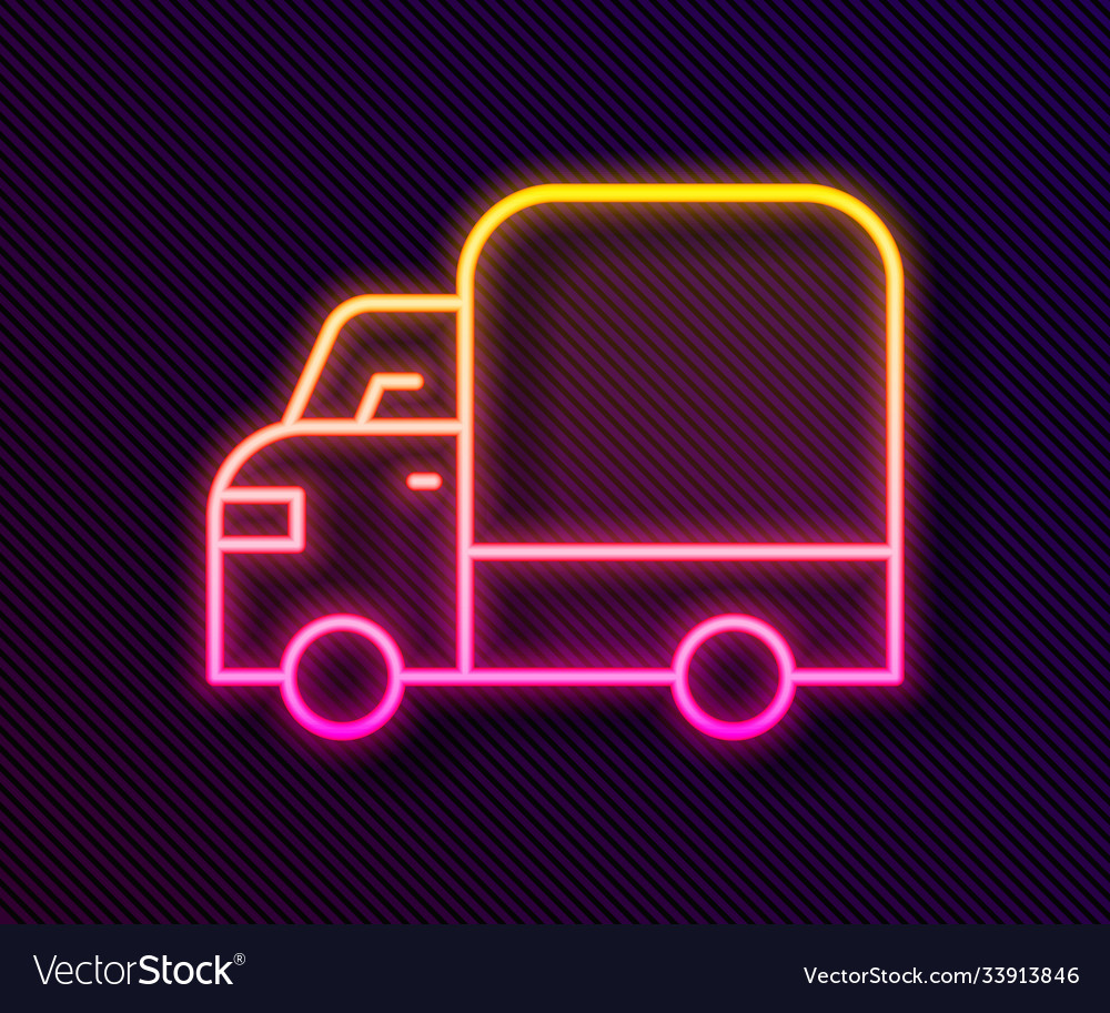 Glowing neon line delivery cargo truck vehicle