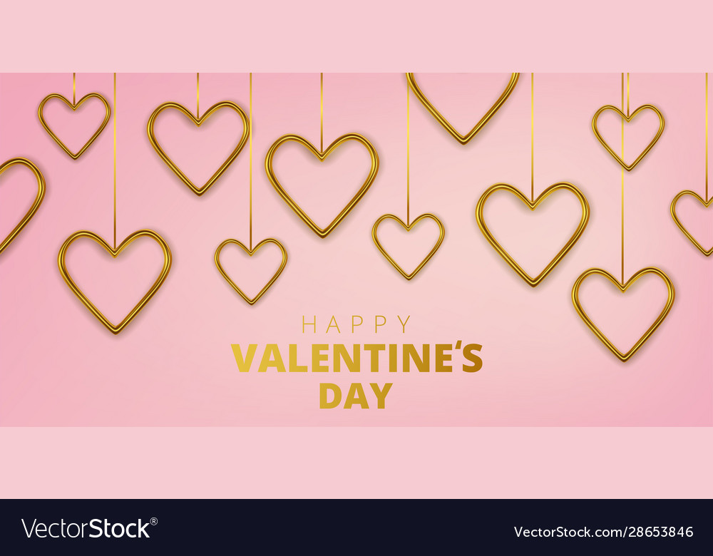 Happy valentines day greeting card realistic 3d