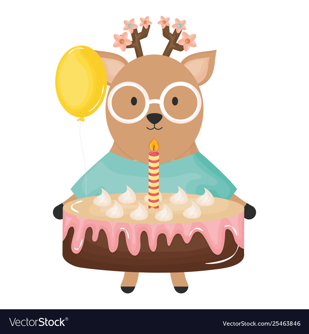 Reindeer mit süßem Kuchen und Ballon Helium