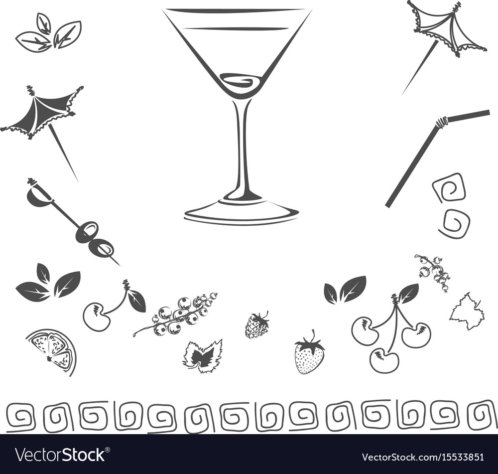 Cocktail icon set